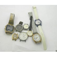 4u2fix Lot Of 8 Quartz Wrist Watches Analog And Digital Timex