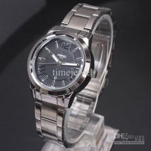 5 Luxury Watches N0431 Mens Women Black Dial And Band Stainless Stee