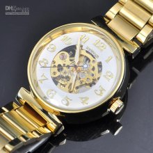 5pcs Gold Band Automatic Mechanical Watch Men Mens Luxury Wristwatch