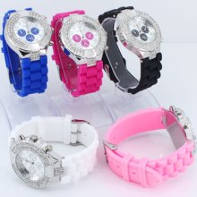 5pcs Unisex Silicone Jelly Ladies Analog Quartz Sports Wrist Watches C5f