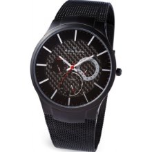 809XLTBB Skagen Mens Black Carbon Fibre Titanium Mesh Watch