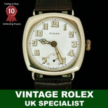 A Rare 9ct Gold Engraved Art Deco Mens Vintage Rolex - Uk Warranty / Seller