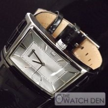 Accurist - Mens Black Leather Strap Silver Dial Watch - Ms894s