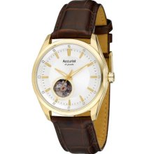 Accurist Pure Precision Men's Automatic Watch With Silver Dial Analogue Display And Brown Leather Strap Ms906s