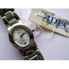 Adec N.o.s Quartz Ladies Watch With White Oval Dial - Runs And Keeps Time