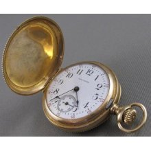 Antique 14kt Yellow Gold Waltham Hunters Pocket Watch Original Movement 20774