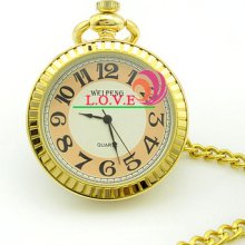 Antique Arabic Numbers Gold Unisex Quartz Pocket Watch Gift