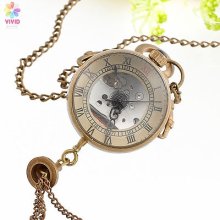 $antique Hypnotic Clear Quartz Ball Bell Electronic Quartz Skeleton Pocket Watch