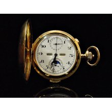 Antique Original Moon Quarter Ringer Gold Pocket Watch