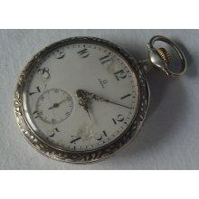 Antique Silver Pocket Watch Omega