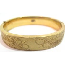 Antique Vintage Gold Bangle Bracelet 12 Mm Filagree