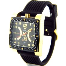 Aqua Master Black Band Black Dial Diamond Mens Watch W322 3