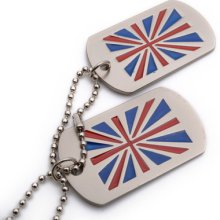 Army Style England Flag Dog Tag Mens Pendant Necklace P633