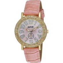 August Steiner As8030pk Mop Crystal Quartz Strap Womens Watch