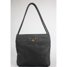 Auth Prada Black Nylon Small Tote Shoulder Handbag