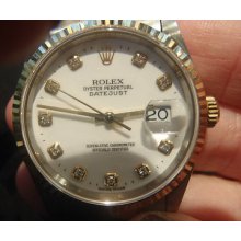 Authentic Diamond Dial 18k & Stainless Rolex Datejust Model 16233