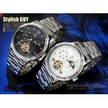 Automatic Mechanical Business Gentalmen Men Watch Moon Stars Flywheel Turntable