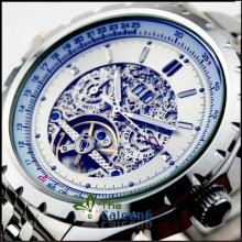 Automatic Mechanical Men Stainless Steel Hollow Fashion Luminous Wrist Watch