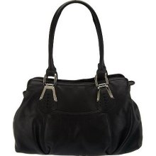 B. Makowsky Glove Leather Triple Compartment Satchel - Black - One Size