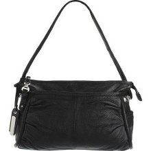 B.Makowsky Glove Leather East/West Shoulder Bag with Ruching - Black - One Size