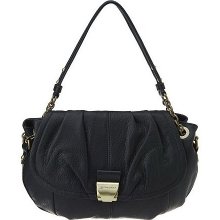 B. Makowsky Glove Leather Flap Top Shoulder Bag w/ Chain Strap - Black - One Size