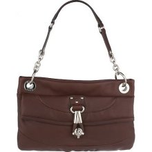 B. Makowsky Glove Leather East/West Shoulder Bag w/Chain Detail - Brandy - One Size