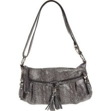 B. Makowsky Leather East/West Convertible Crossbody Bag - Black Python - One Size