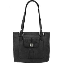 B. Makowsky Luxe Cobra Embossed Leather Tote - Black Cobra - One Size