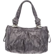 B. Makowsky Pearlized Leopard Leather Snap Top Satchel - Graphite - One Size