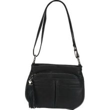 B. Makowsky Vintage Leather Convertible Crossbody Bag - Black - One Size