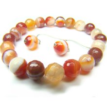 BAGERS0800C Red Agate wt Lace Round Shape 8mm Cut Natural Crystal Bead Bracelet