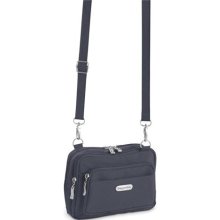 Baggallini Crinkle Nylon Triple Zip Bagg (Charcoal) ...