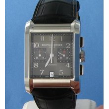 Baume & Mercier 10030 Mens Hampton Grey Chronograph Dial Black Strap Watch $4700