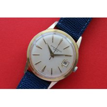 Baume & Mercier Ref. 2193 Vintage 60's 18k Ep/ss 35mm Mechanical Date Mens Watch