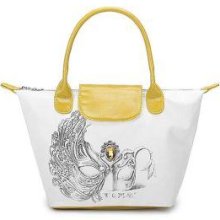 Beaded Pattern Satchel White, Yellow - One Size