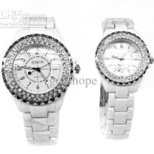 Beautiful 2 X Quartz Watch His & Her Wristwatch With Rhinestone