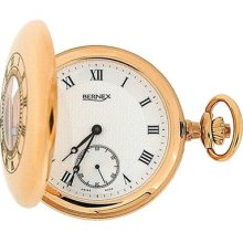 Bernex Mechanical Rose Gold Plate Demi Hunter Gents Pocket Watch Bn22105