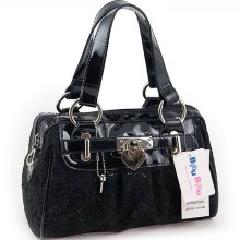 Bibu Bibu PU Series Heart Padlock Lace Overlay Satchel Shoulder Han...