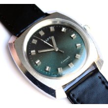 Big Vintage mens watch Zarja, green watch, men watches, huge watch,