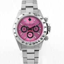 Bilette Unisex Stainless Steel Pink Dial Chronograph Watch (Watch)