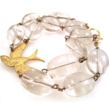 Bird Statement Bracelet, Crystal Quartz Bird Bracelet