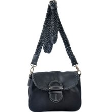 Black cross body braided straps handbag