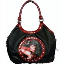 Black Faux Leather Bettie Page Iconolized Hobo