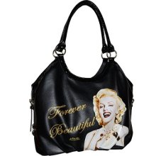 Black Faux Leather Marilyn Monroe Iconolized Hobo