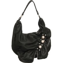 Black Large ''Baubles & Ruffles'' Hobo