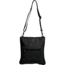 Black Leather Studded Cross Body Sling Bag ...