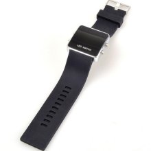 Black Unisex Led Digital Date Jelly Silicon Casual Sport Wrist Watch