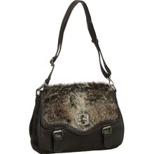 Black V Couture by Kooba ''Lecce'' Faux Fur Crossbody Bag