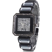 Black Women's Alloy Analog Quartz Bracelet Watch