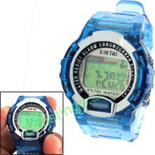 Blue Children's Sports LCD Digital Alarm Wrist Watch